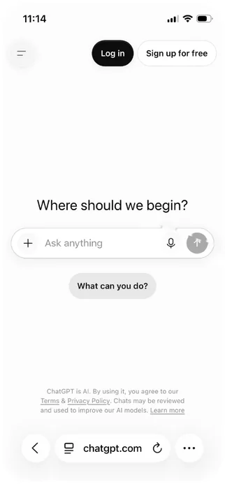 ChatGPT home screen asking “Where should we begin?”