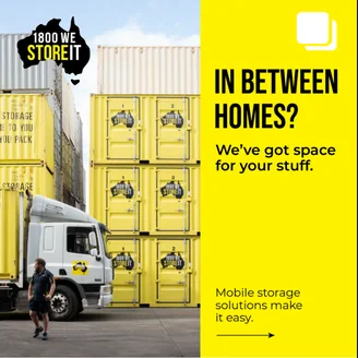 Carousel card: “In between homes? We’ve got space for your stuff.”