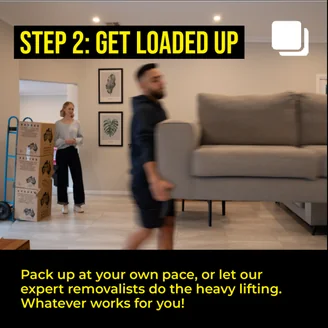 Carousel card: “Step 2: get loaded up.”