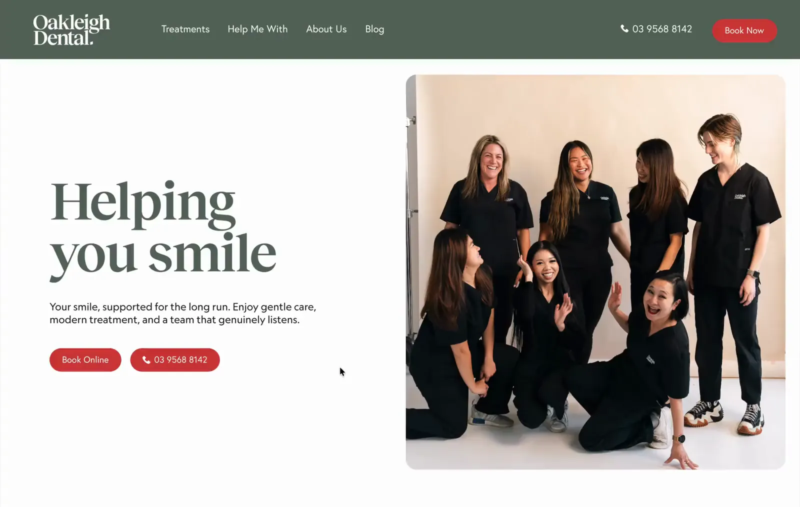Oakleigh Dental website: “Why Choose Oakleigh Dental” with the Invisalign provider badges and four service highlights