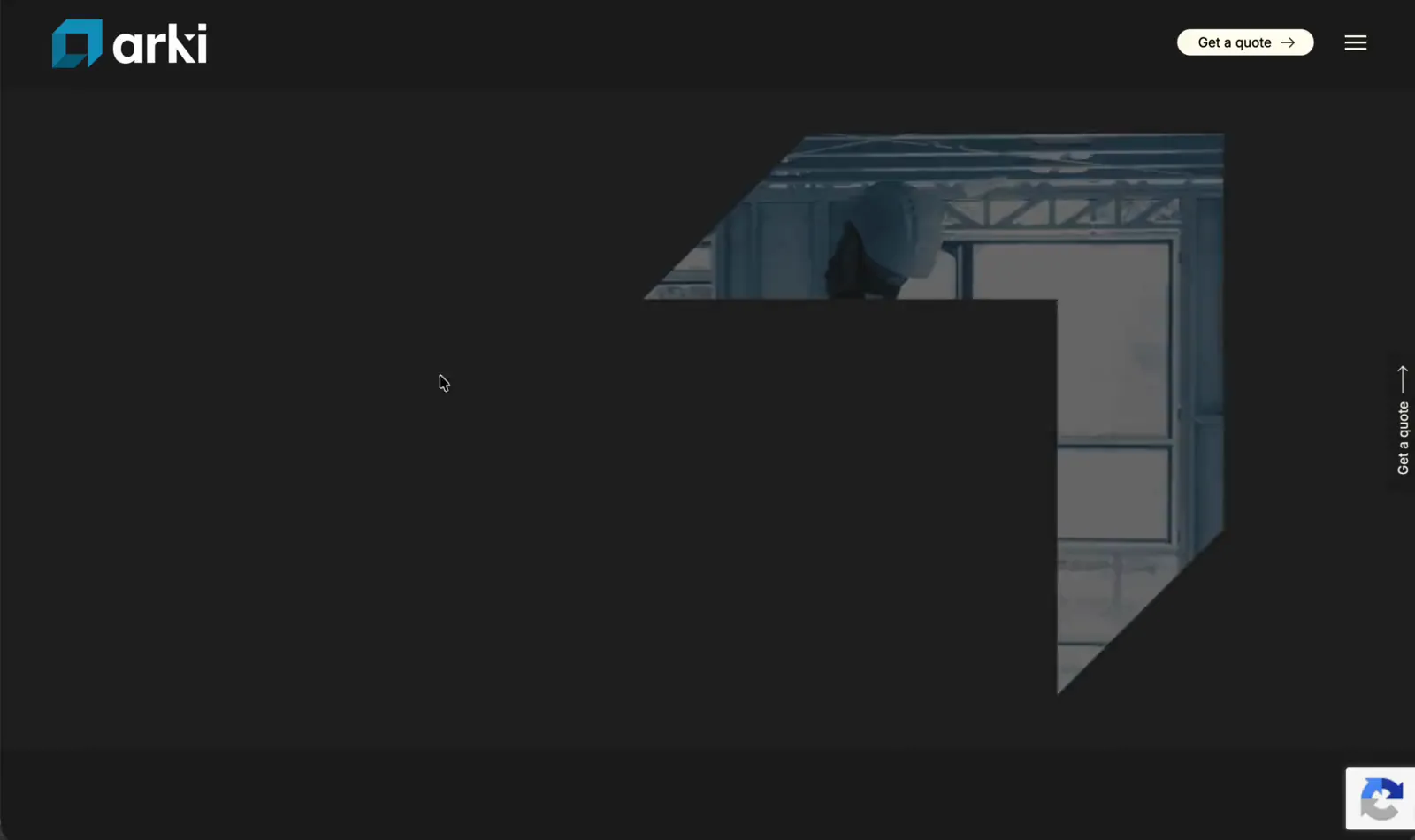Arki website, scrolling through the home page