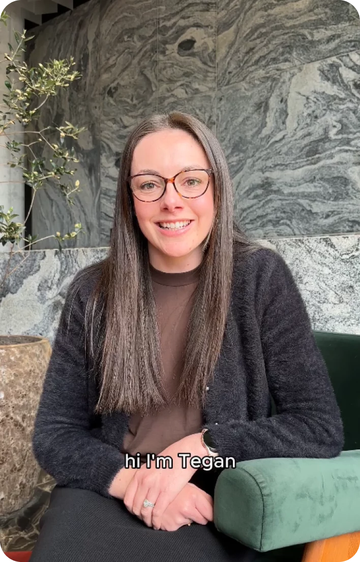 Tegan Distel seated in the 1800 We Store It office