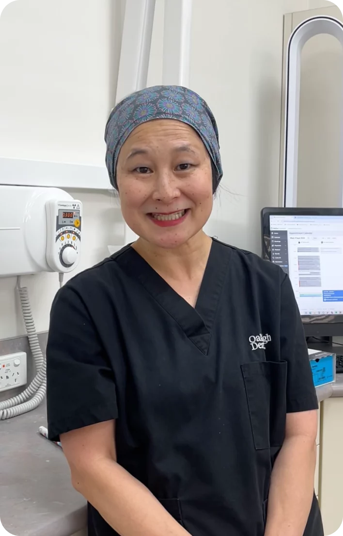 Dr Selina Soh in scrubs at the Oakleigh Dental practice